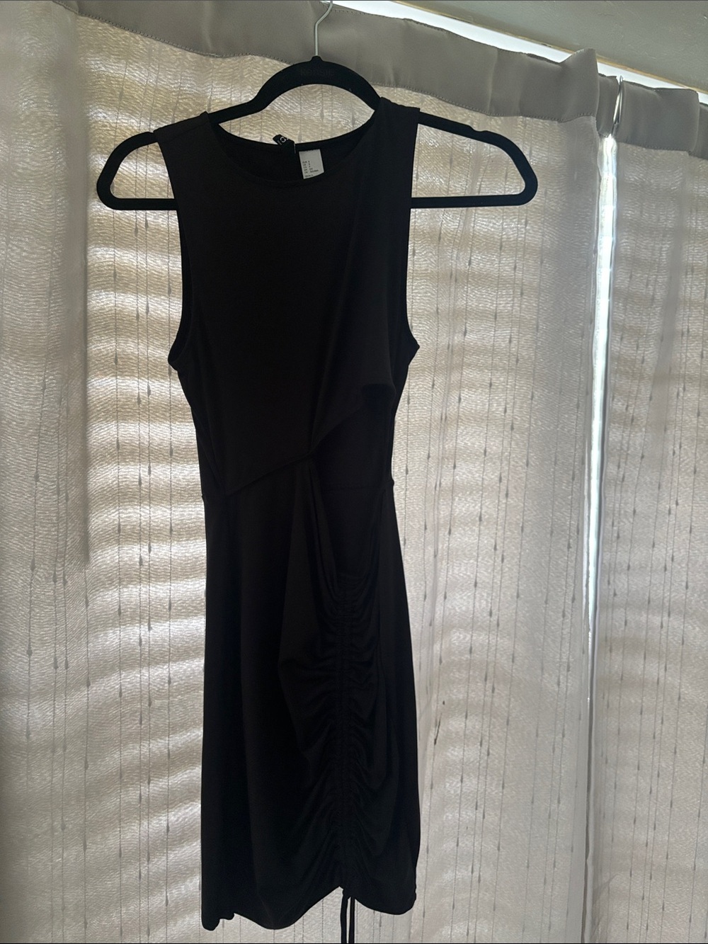 Sleeveless Black Ruched Women’s Dress